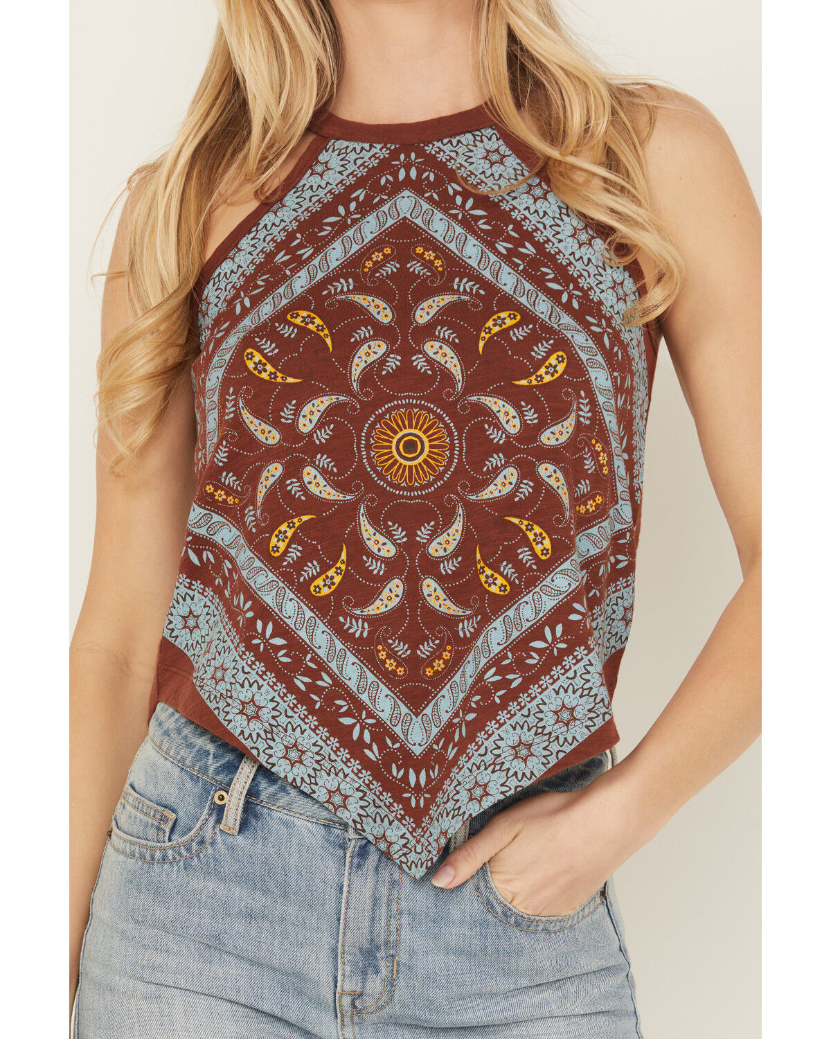Image #3 - Shyanne Women's Bandana Print Halter Tank, Mahogany, hi-res