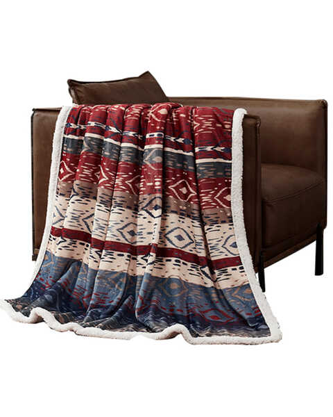 HiEnd Accents Home On The Range Campfire Sherpa Throw, Multi, hi-res