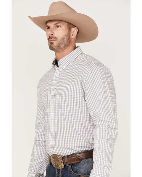 Image #2 - RANK 45® Men's Fishing Small Plaid Print Long Sleeve Button-Down Western Shirt , White, hi-res