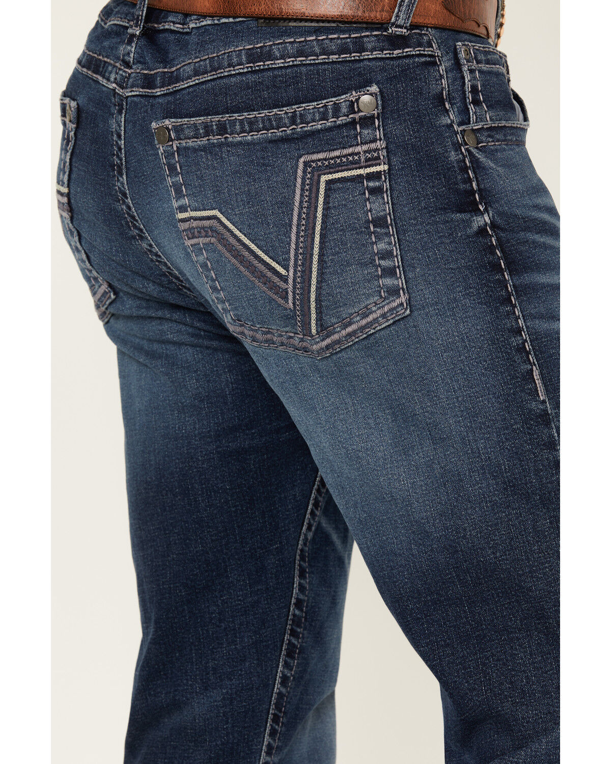 Image #4 - Rock 47 by Wrangler Men's Deverow Dark Wash Slim Bootcut Stretch Denim Jeans, Dark Wash, hi-res