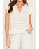Image #3 - Lovestitch Women's Solid Pleated Lace Short Sleeve Shirt, White, hi-res