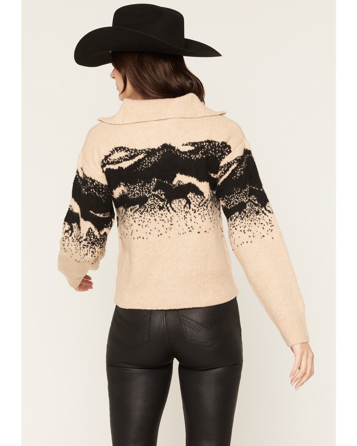 Image #4 - Idyllwind Women's Running Horse Half Zip Sweater, Khaki, hi-res