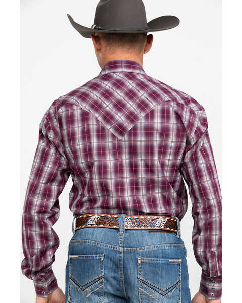 Image #2 - Stetson Men's Cedar Ombre Plaid Long Sleeve Western Shirt , Wine, hi-res