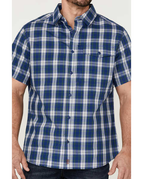 Image #3 - Brothers and Sons Men's Performance Plaid Short Sleeve Button Down Western Shirt , Blue, hi-res
