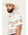 Image #2 - Rock & Roll Denim Men's Southwestern Print Short Sleeve Snap Stretch Western Shirt, White, hi-res