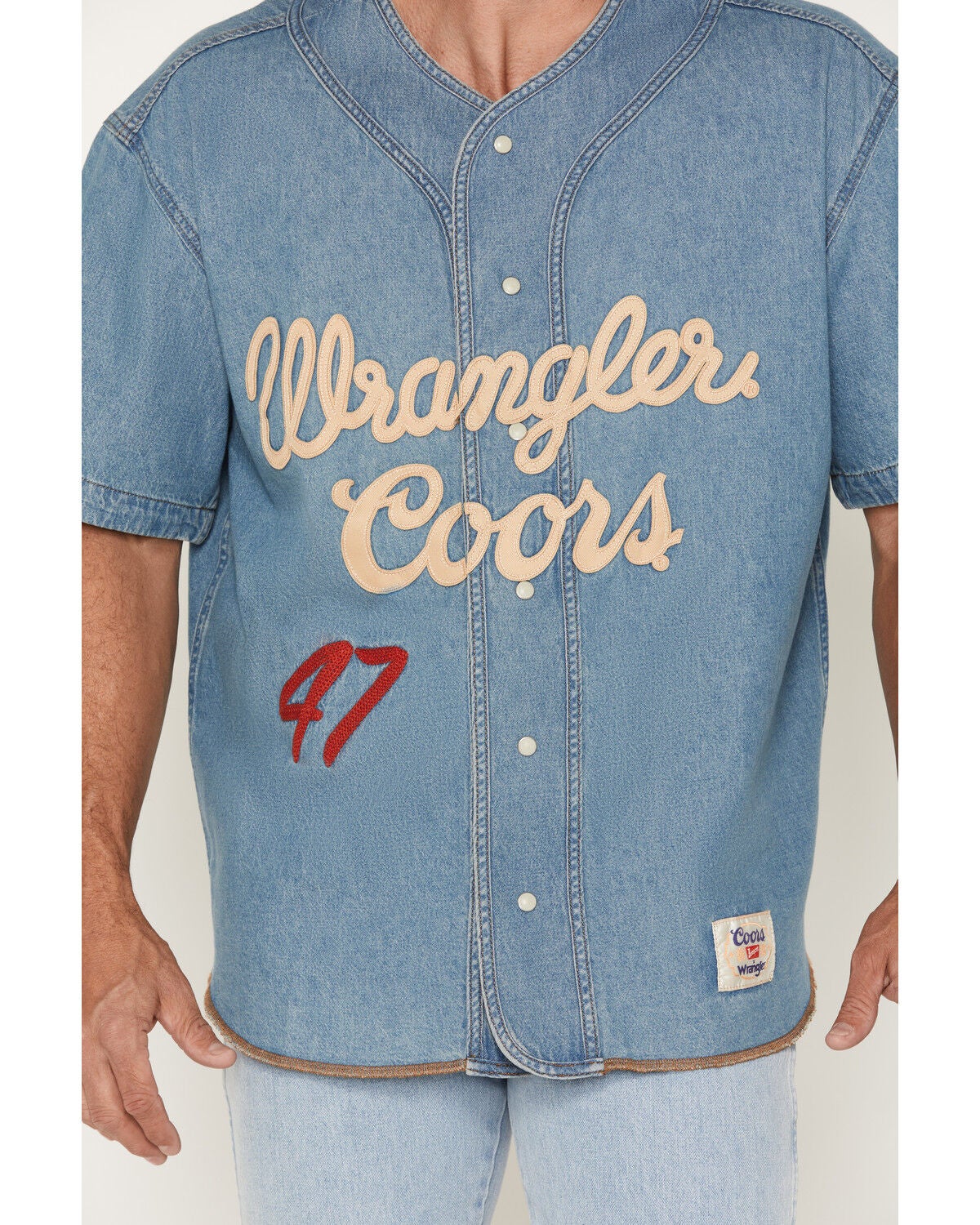 Image #3 - Wrangler X Coors Banquet Men's Baseball Jersey, Blue, hi-res