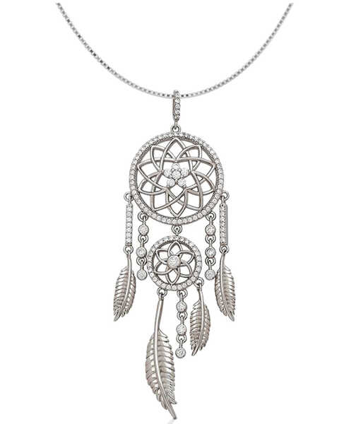 Kelly Herd Women's Silver Dreamcatcher Pendant Necklace, No Color, hi-res