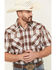 Image #2 - Ely Walker Men's Plaid Print Short Sleeve Snap Western Shirt - Tall, Burgundy, hi-res