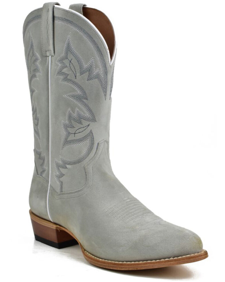 Dan Post Men's Suede Western Boots - Round Toe, Grey, hi-res