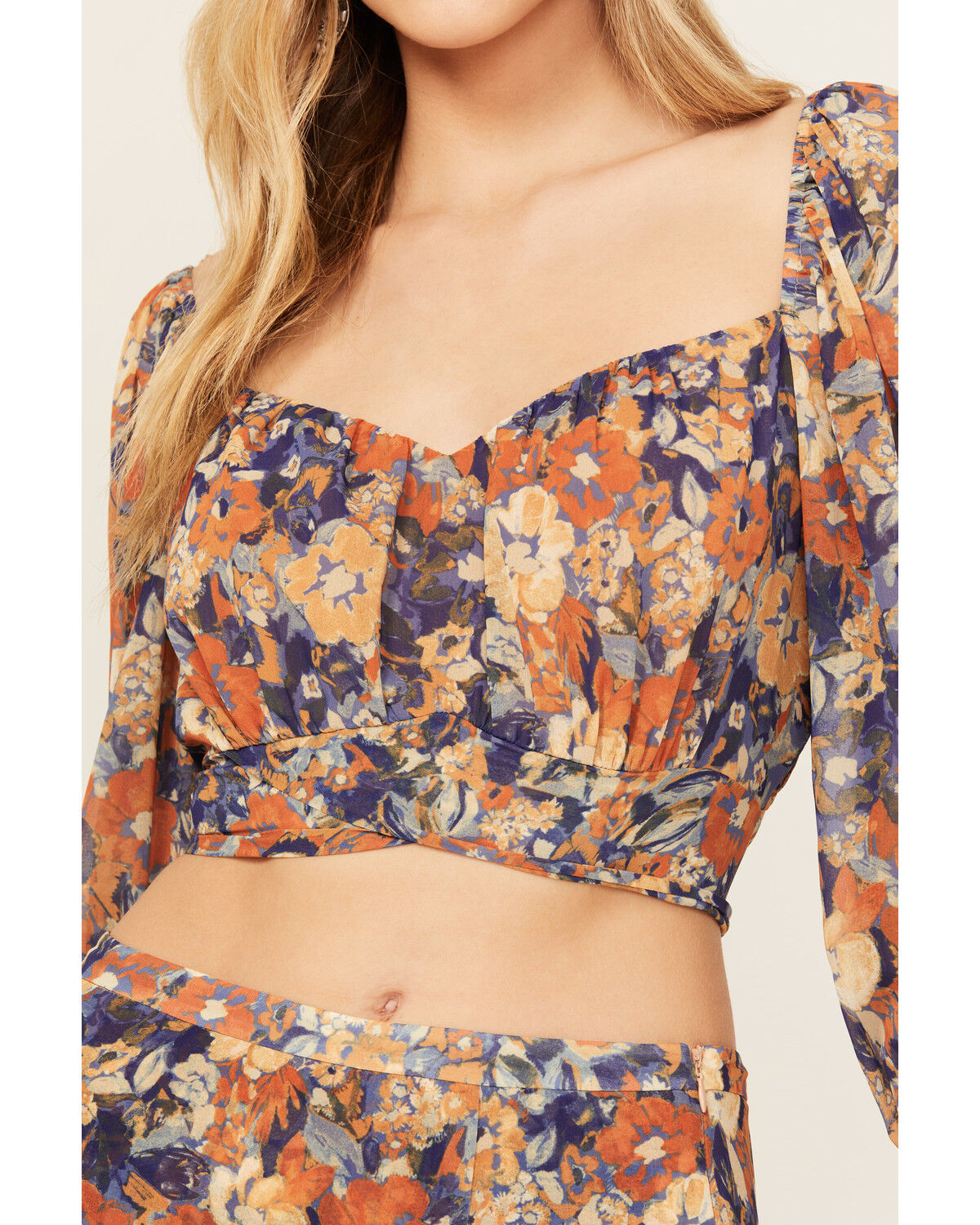 Image #3 - Beyond The Radar Women's Floral Print Tie Back Top, Multi, hi-res