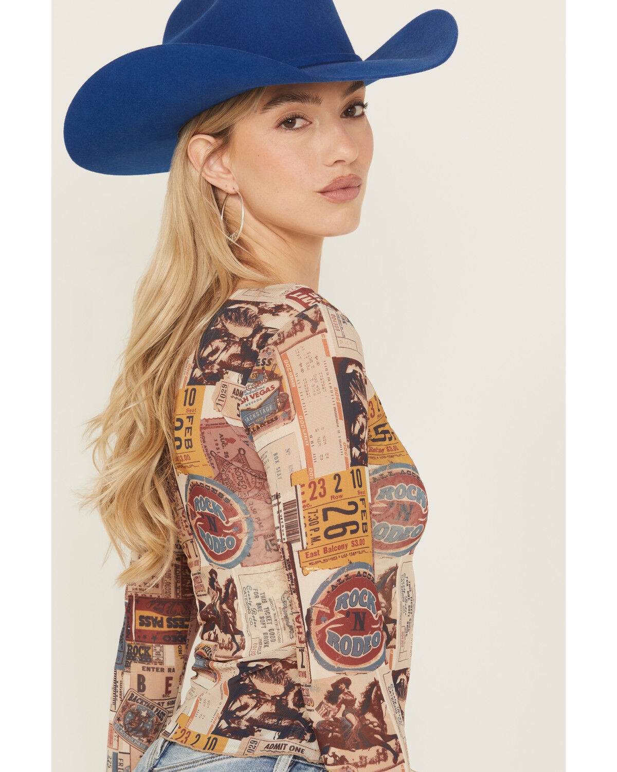 Image #2 - Idyllwind Women's Rodeo Ticket Long Sleeve Mesh Shirt, Cream, hi-res