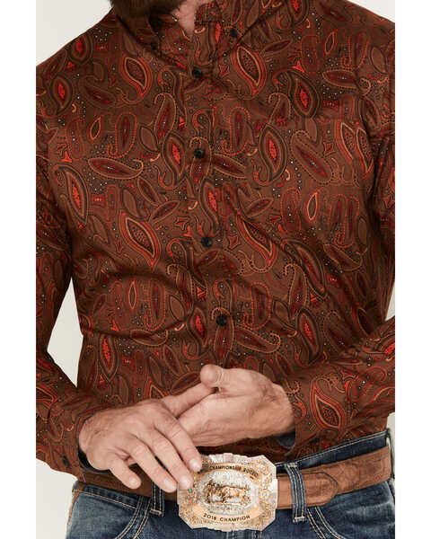 Image #3 - Cody James Tortuga Paisley Print Button Down Western Shirt - Big & Tall , Brown, hi-res