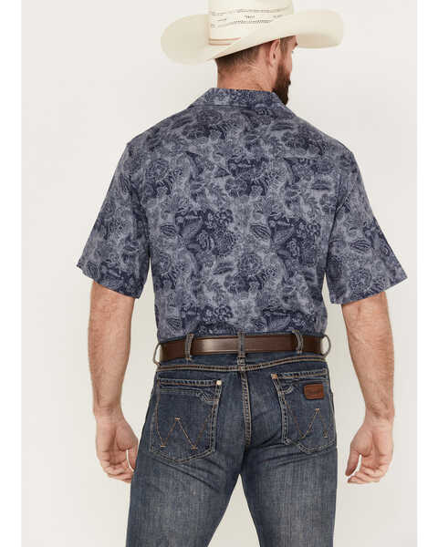 Image #4 - Wrangler Men's Coconut Cowboy Short Sleeve Snap Western Shirt, Blue, hi-res