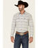 Image #1 - Moonshine Spirit Men's Line Dance Horizontal Stripe Long Sleeve Snap Western Shirt , Grey, hi-res