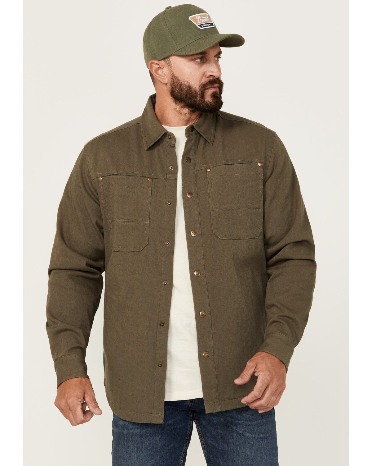 Image #1 - Dakota Grizzly Men's Elias Twill Fleece Lined Shirt Jacket, Olive, hi-res
