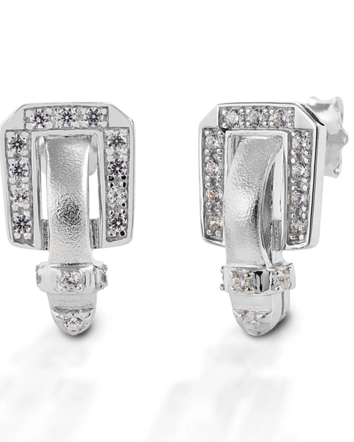 Image #1 - Kelly Herd Women's Silver Western Buckle Earrings, No Color, hi-res
