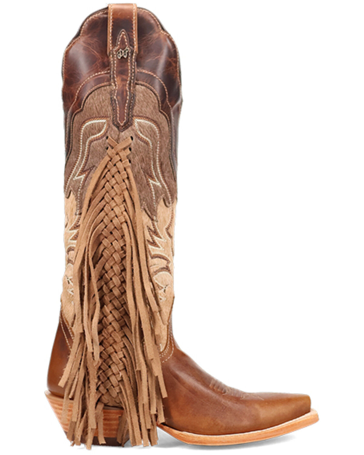 Image #2 - Dan Post Women's Dayla Fringe Tall Western Boots - Snip Toe, Tan, hi-res