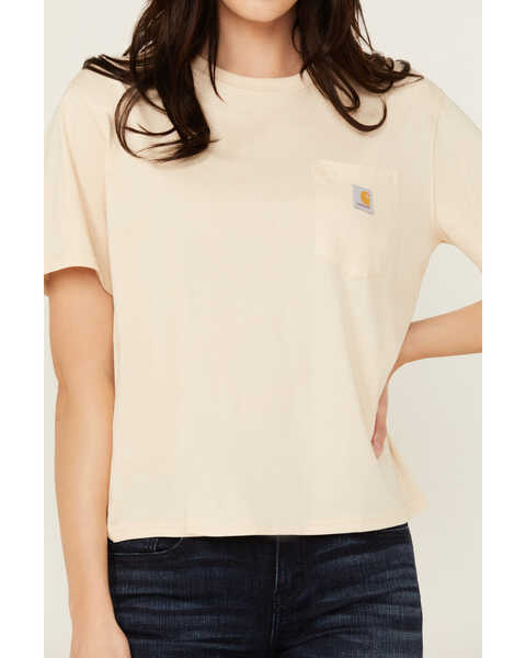 Image #3 - Carhartt Women's Loose Fit Lightweight Long Sleeve Pocket T-Shirt, Stone, hi-res