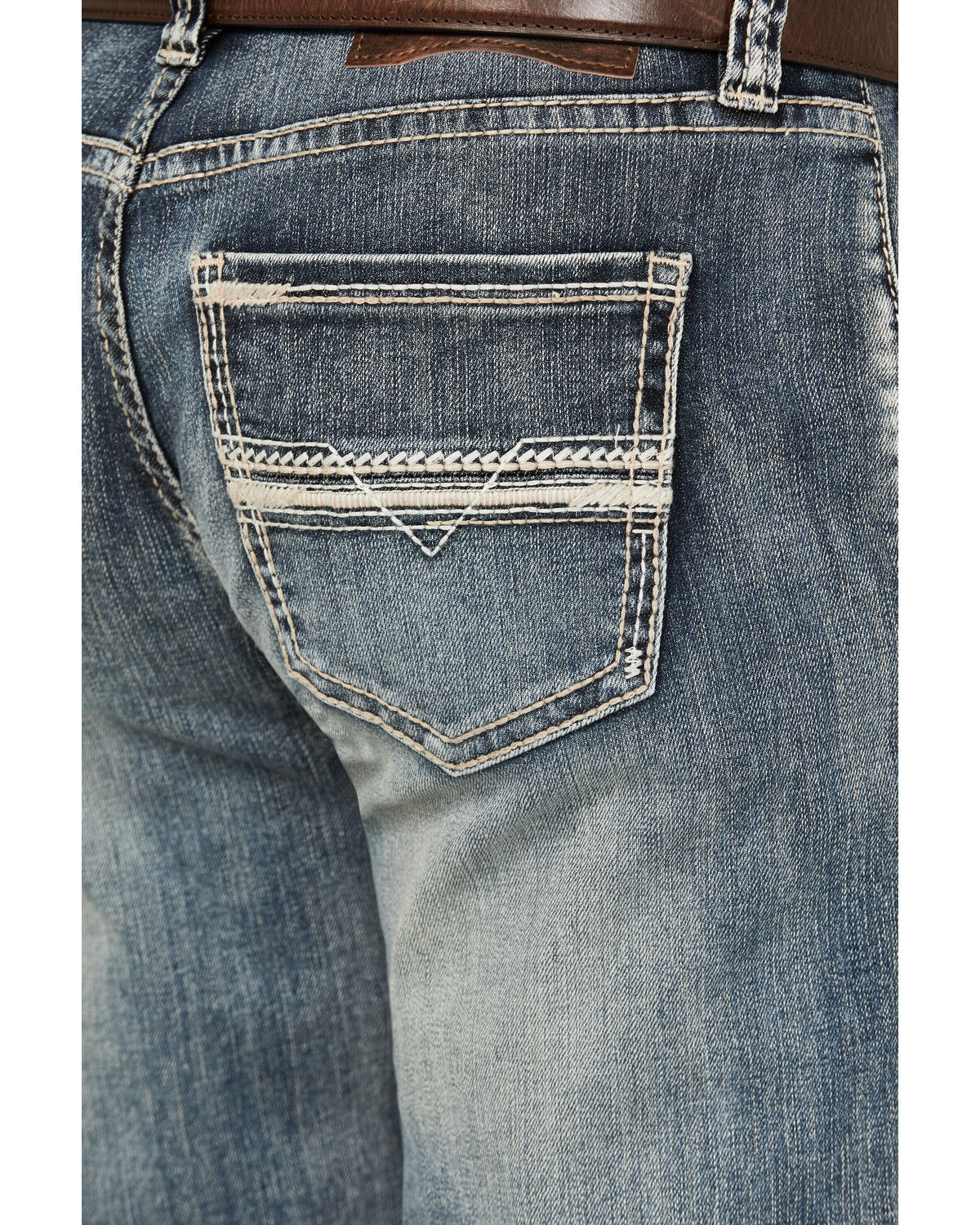 Image #4 - Rock & Roll Denim Men's Double Barrel Medium Vintage Wash Relaxed Stackable Bootcut Stretch Denim Jeans, Medium Wash, hi-res