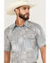 Image #2 - Cowboy Hardware Men's Southwestern Bandana Print Short Sleeve Snap Western Shirt, Grey, hi-res