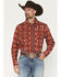 Image #1 - Wrangler Men's Checotah Southwestern Print Long Sleeve Snap Western Shirt, Red, hi-res