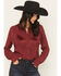 Image #1 - Idyllwind Women's Revive Fringe Long Sleeve Snap Crinkle Shirt, Cherry, hi-res