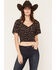 Image #1 - Idyllwind Women's Laredo Floral Print Cropped Blouse, Black, hi-res