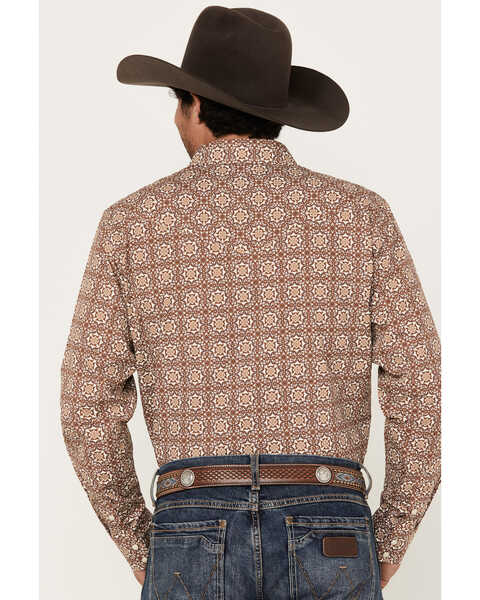 Image #4 - Gibson Men's Kaleidoscope Medallion Print Long Sleeve Pearl Snap Western Shirt, Fired Brick, hi-res