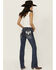 Image #1 - Grace in LA Women's Medium Wash Mid Rise Geo Pocket Bootcut Stretch Denim Jeans, Medium Wash, hi-res