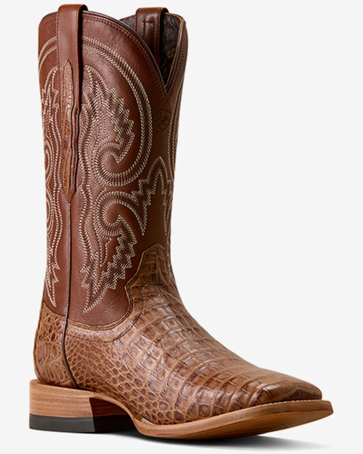 Ariat Men's Classic Callen Exotic Caiman Western Boots - Broad Square Toe, Brown, hi-res