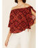 Shyanne Women's Chili Tile Print Tie Sleeve Off-Shoulder Top , Chilli, hi-res