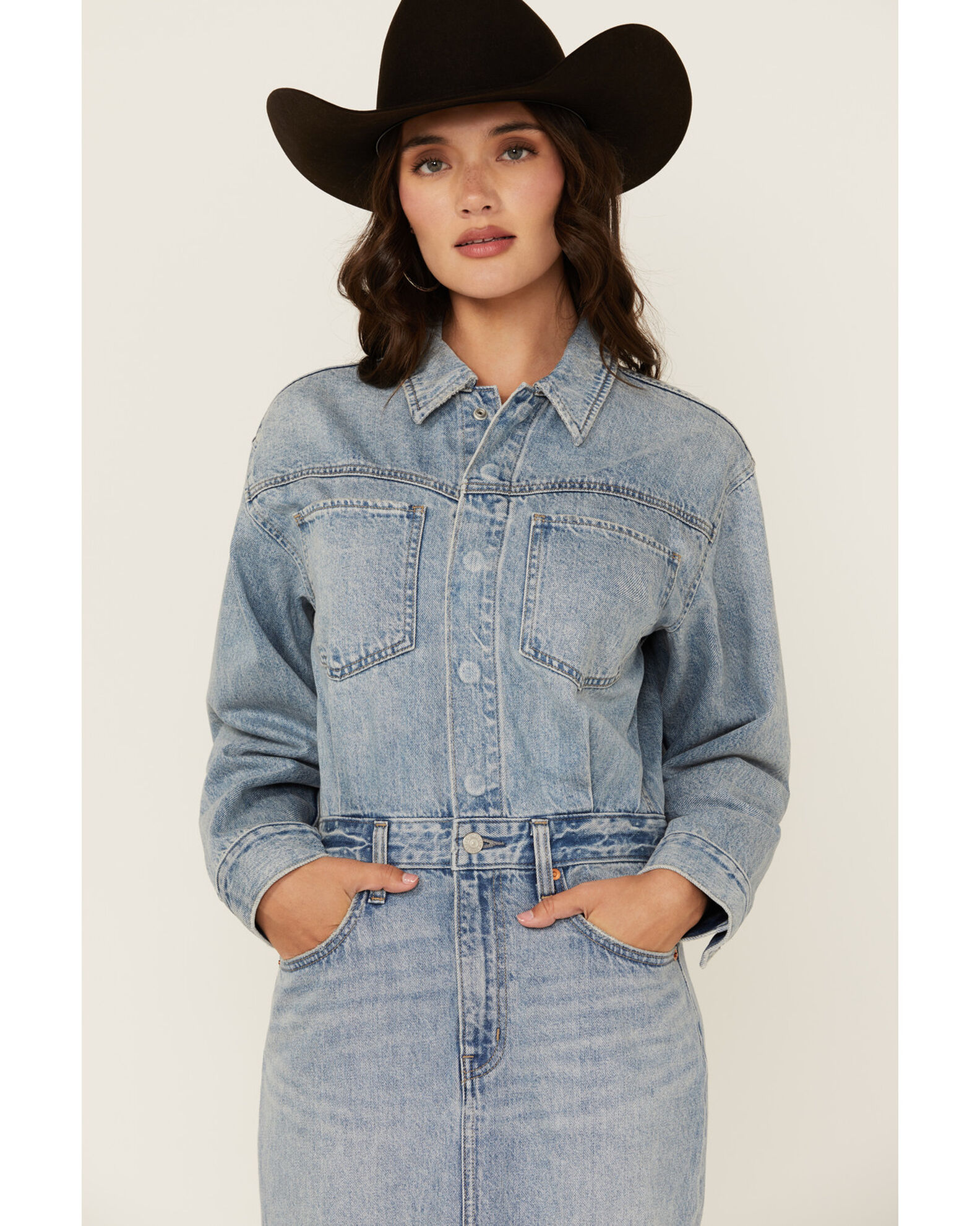 Warehouse western denim midi dress 2025