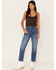Image #1 - Cleo + Wolf Women's Dark Wash High Rise Slim Stretch Straight Jeans, Dark Medium Wash, hi-res