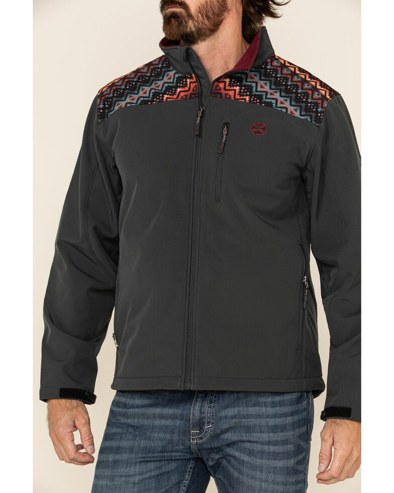 HOOey Men's Charcoal Aztec Softshell Zip-Up Jacket - Country Outfitter