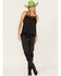 Image #1 - Wild Moss Women's Satin Cami Tank Top, Black, hi-res