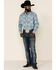 Rough Stock By Panhandle Men's Grandview Vintage Ombre Plaid Long Sleeve Western Shirt , Light Blue, hi-res