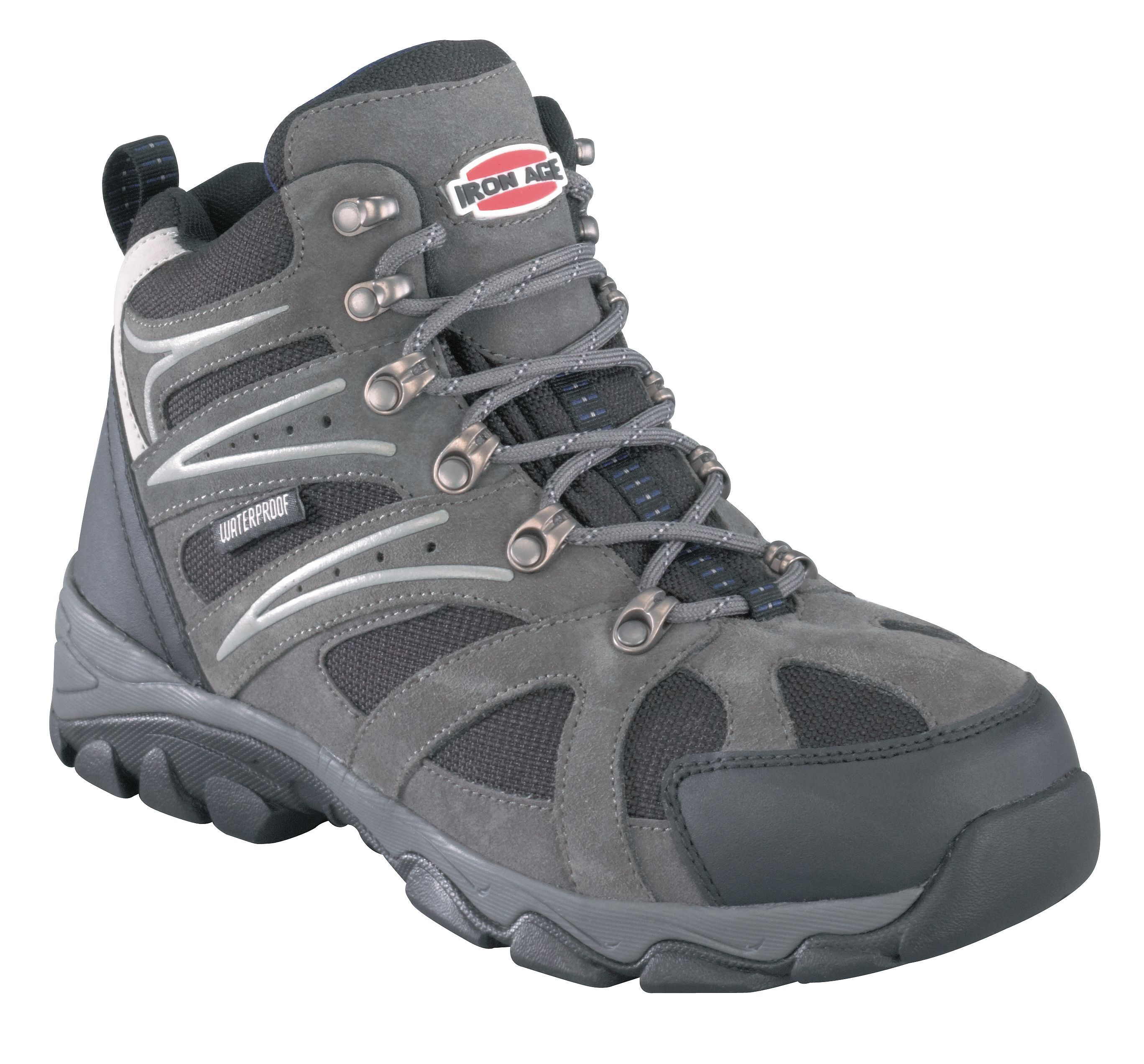 Iron Age Men's Surveyor Hiker Boots - Steel Toe, Grey, hi-res