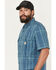 Image #2 - Carhartt Men's Plaid Print Loose Fit Midweight Short Sleeve Button-Down Work Shirt, Blue, hi-res