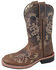 Image #1 - Smoky Mountain Little Girls' Marilyn Western Boots - Broad Square Toe, Brown, hi-res