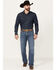 Image #1 - Cinch Men's Grant Medium Stonewash Relaxed Bootcut Performance Stretch Denim Jeans, Indigo, hi-res