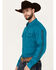 Image #2 - RANK 45&reg; Men's Solid Logo Long Sleeve Performance Stretch Western Shirt, Teal, hi-res