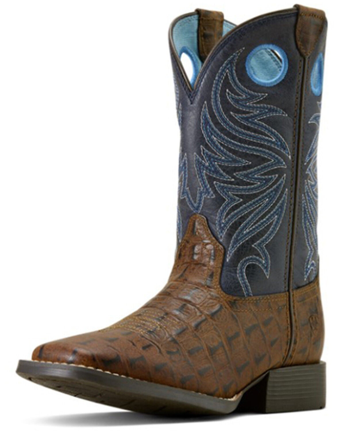 Image #2 - Ariat Boys' Knox Crocodile Print Western Print Western Boots - Broad Square Toe, Navy, hi-res