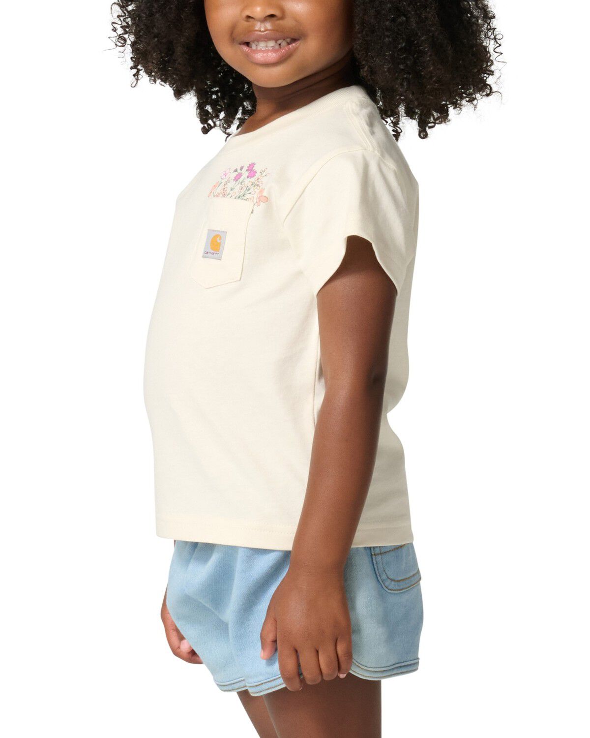 Image #3 - Carhartt Toddler Girls' Flower Pocket Short Sleeve Graphic T-Shirt, Cream, hi-res