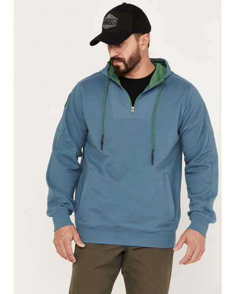 Brothers and Sons Men's French Terry Anorak 1/4 Zip Hooded Pullover, Teal, hi-res