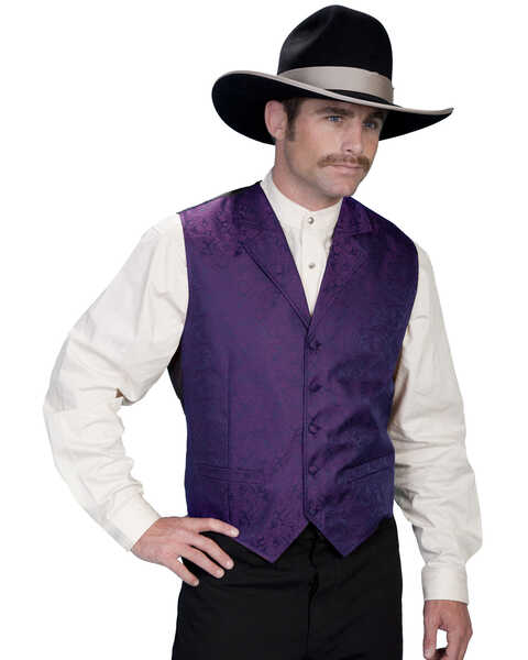 Image #1 - Rangewear by Scully Black Paisley Button Vest, Purple, hi-res
