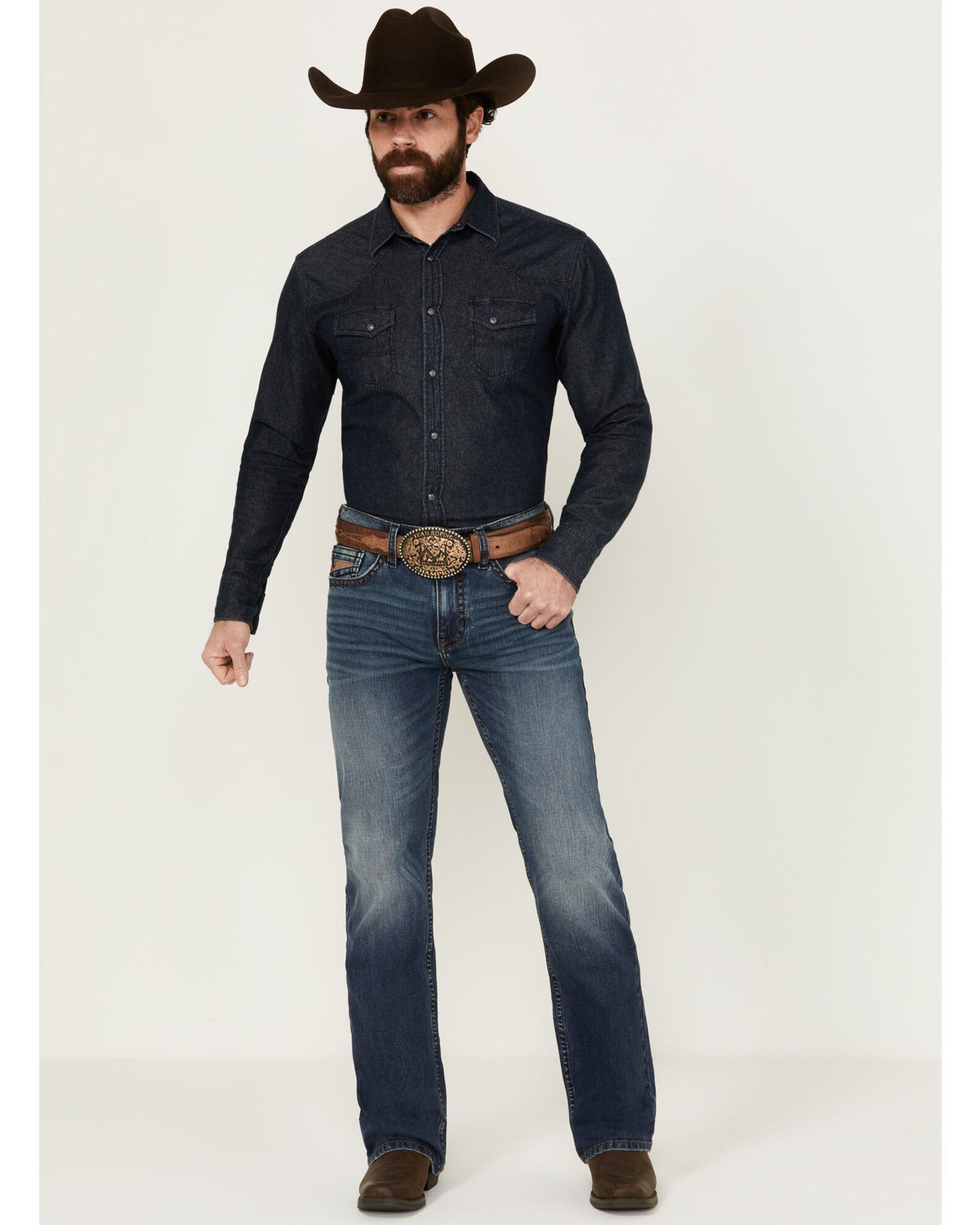 RANK 45 Men s Yuma Medium Wash Slim Bootcut Stretch Denim Performance Jeans Country Outfitter