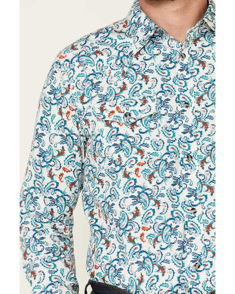 Image #3 - Cody James Men's City Lights Paisley Print Long Sleeve Snap Western Shirt , Ivory, hi-res