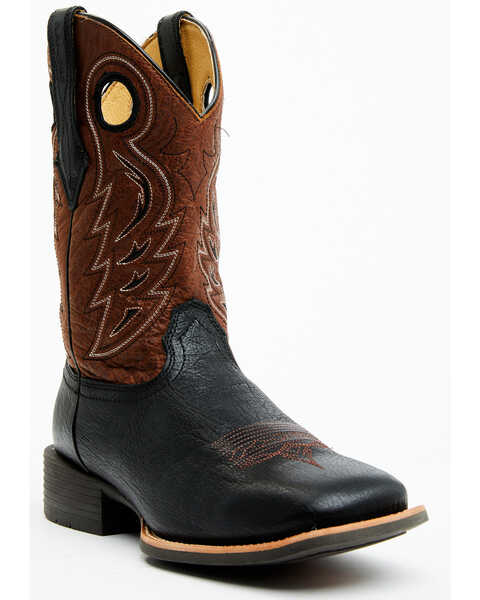 RANK 45® Men's Warrior Performance Western Boots - Broad Square Toe , Black/brown, hi-res