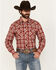Image #1 - Wrangler Retro Men's Plaid Print Long Sleeve Snap Western Shirt - Tall, Red, hi-res