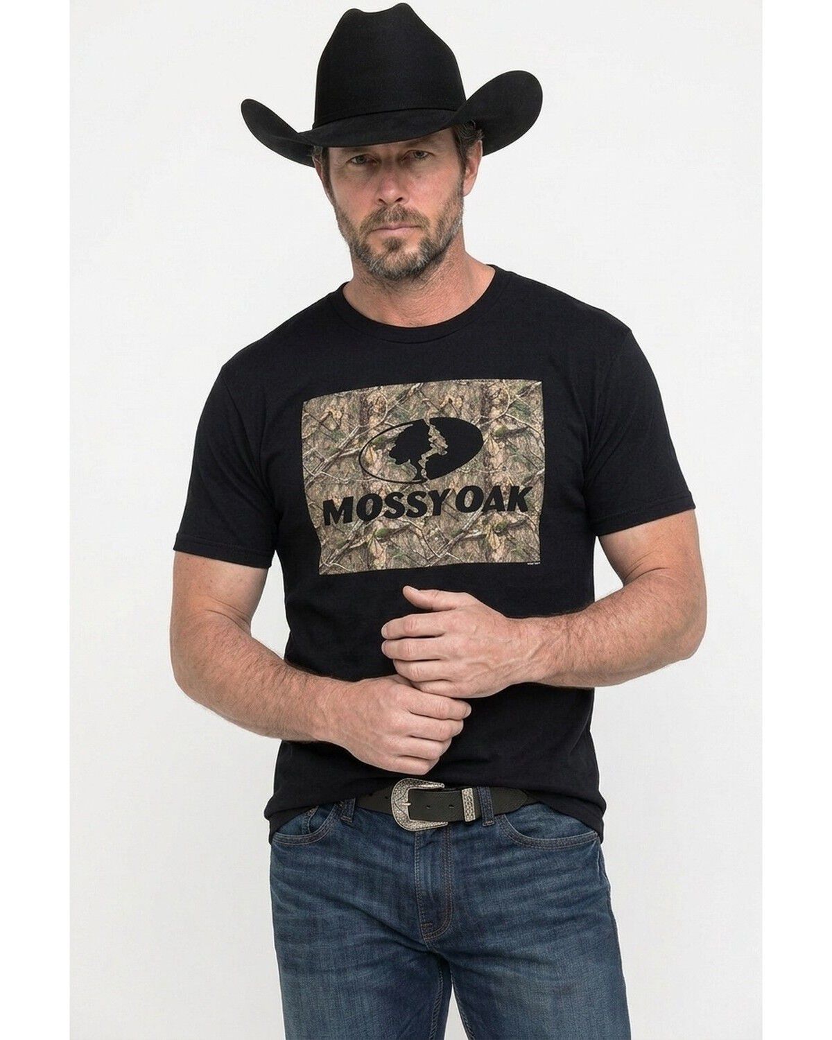 Image #1 - Mossy Oak Men's In The Woods Logo Short Sleeve Graphic T-Shirt, Black, hi-res